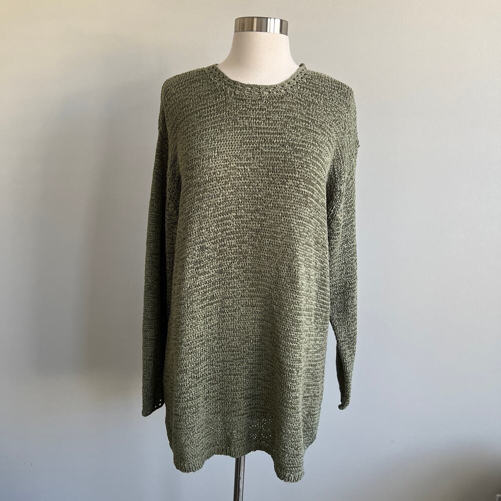Susan Bristol Casuals Open Weave Tunic Sweater Sage Green Large